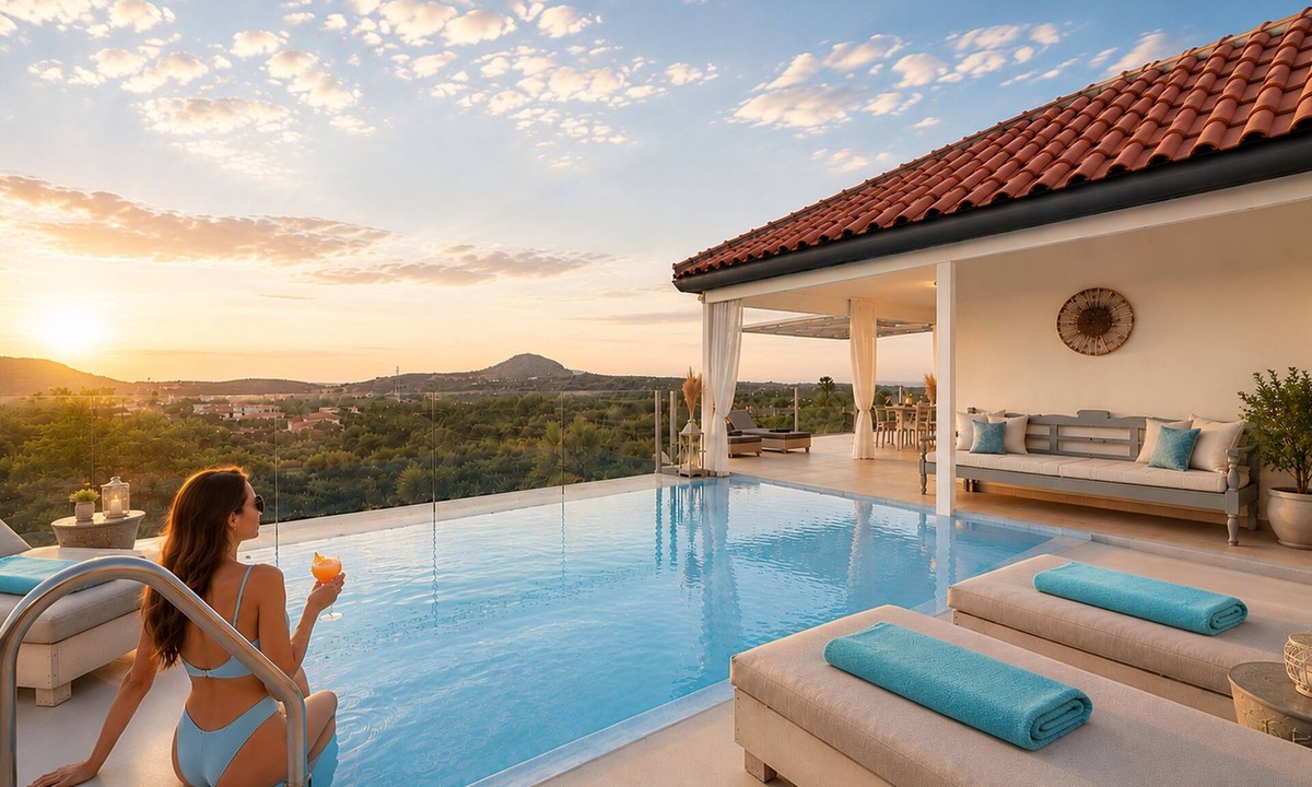 Vathi Villa | Olive Green Villa Heated Pool