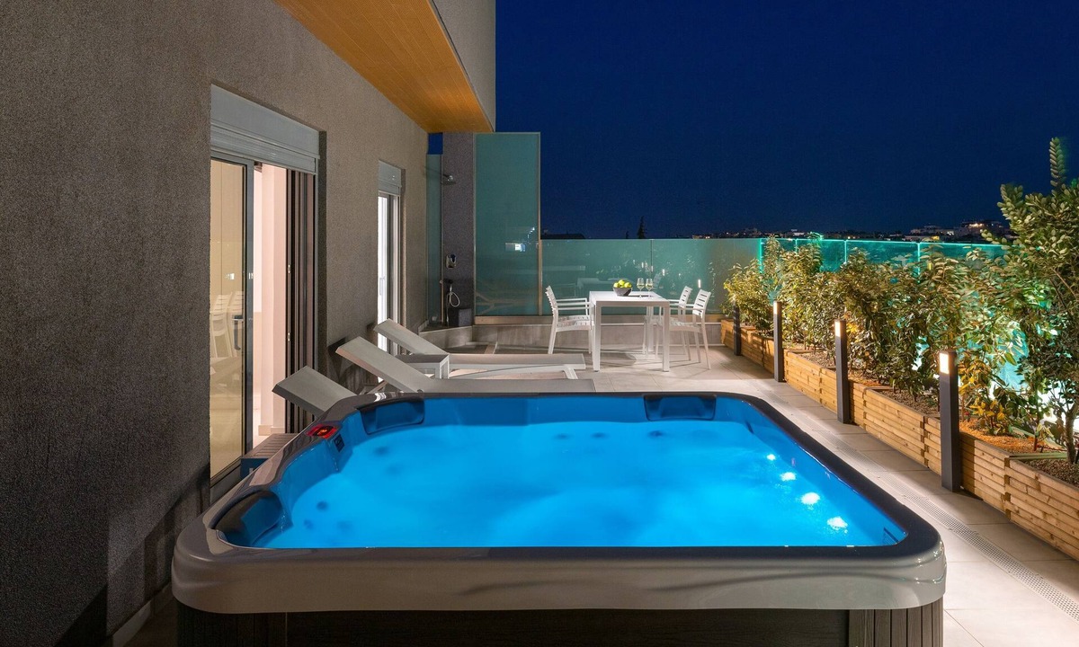 Rhodes Town Apartment | Rhodes Skyline Suite - 3 Bedroom with 2 Jacuzzi (outDoor + InDoor) and Sea view