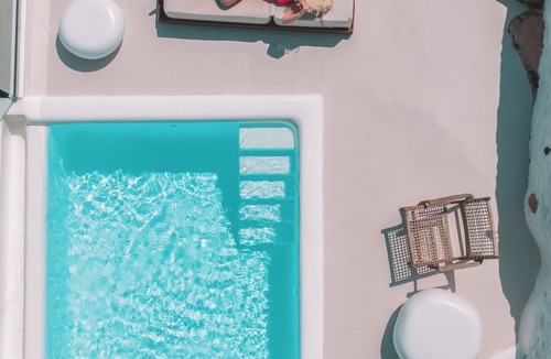 Pyrgos Villa | Stunning BlueWhite Villa: Luxury Heated Infinity Pool Escape