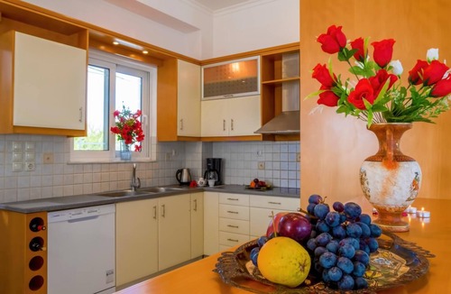 Pitharion Villa | Villa Afroditi near CHQ with Summer Pool, Wi Fi, Souda Bay Views, Garden Oasis
