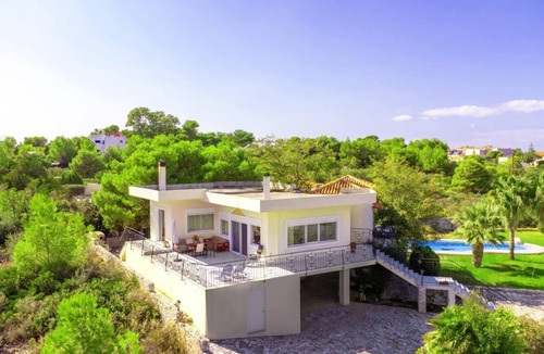 Pitharion Villa | Villa Afroditi near CHQ with Summer Pool, Wi Fi, Souda Bay Views, Garden Oasis