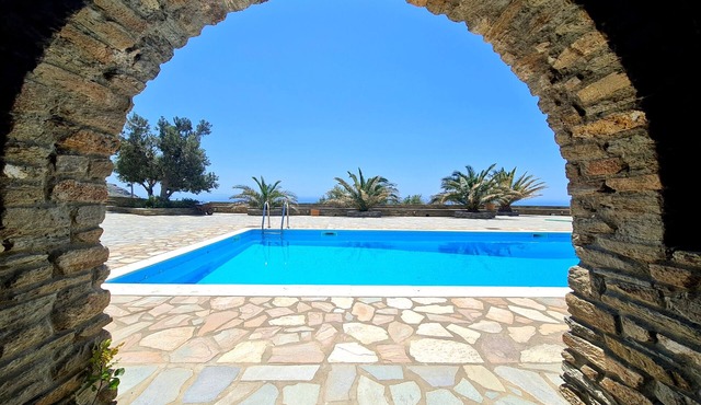 Andros Serenity-Adults Only-Sea view-pool/jacuzzi stone residence
