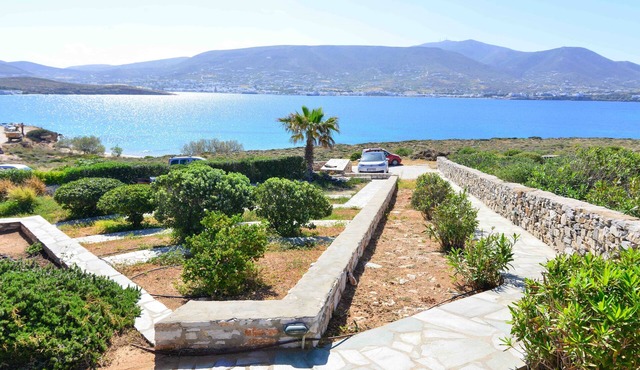 Paros Beach front cycladic house 4 min from port